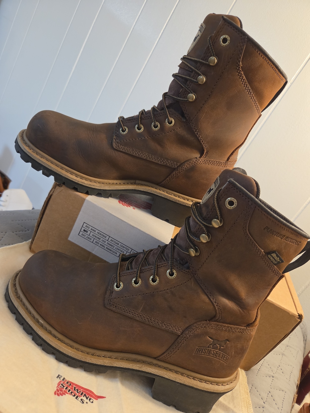 83236 Irish Setter Rich Brown Leather Lace-Up Work Boots.